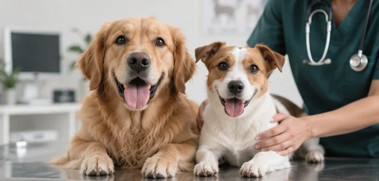 Zwei Hunde in der Tierarztpraxis